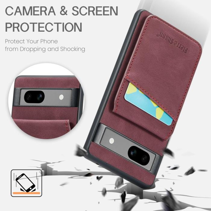 FIERRE SHANN - FIERRE SHANN Google Pixel 8 Fodral Kickstand PU+TPU - Röd