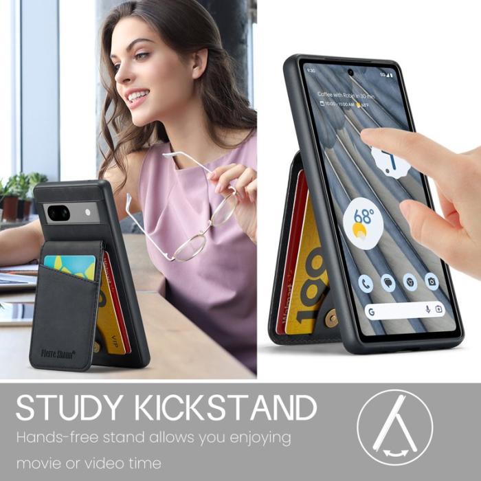 FIERRE SHANN - FIERRE SHANN Google Pixel 8 Fodral Kickstand PU+TPU - Svart