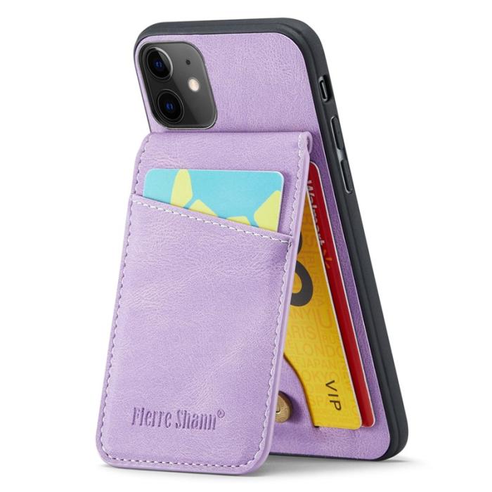 FIERRE SHANN - FIERRE SHANN iPhone 11 Kickstand Fodral Äkta läder - Lila