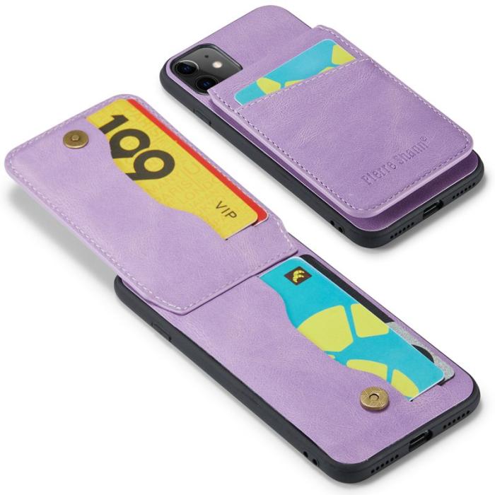 FIERRE SHANN - FIERRE SHANN iPhone 11 Kickstand Fodral Äkta läder - Lila