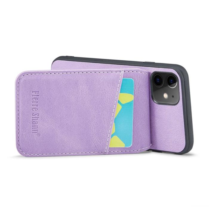 FIERRE SHANN - FIERRE SHANN iPhone 11 Kickstand Fodral Äkta läder - Lila