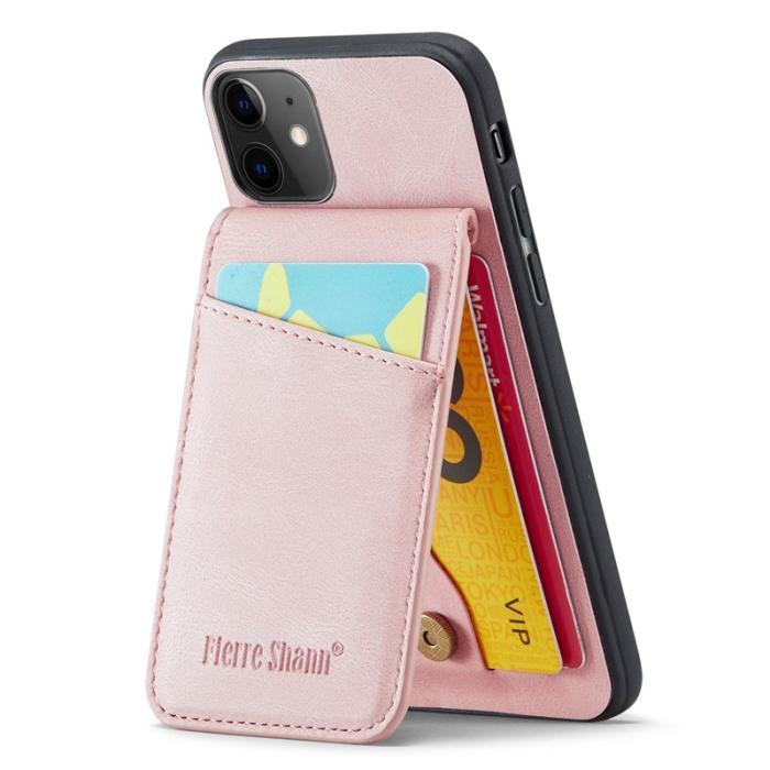 FIERRE SHANN - FIERRE SHANN iPhone 11 Kickstand Fodral Äkta läder - Pink