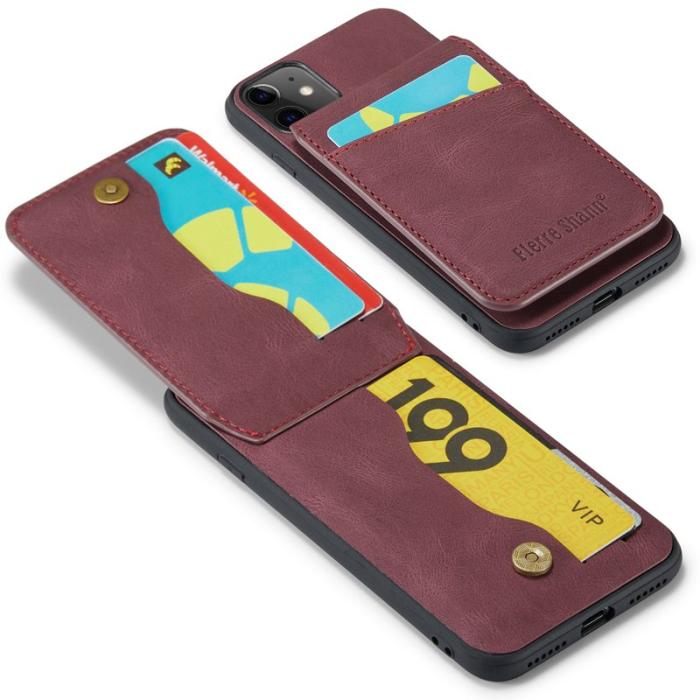 FIERRE SHANN - FIERRE SHANN iPhone 11 Kickstand Fodral Äkta läder - Röd