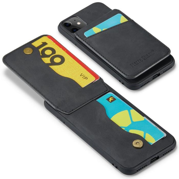 FIERRE SHANN - FIERRE SHANN iPhone 11 Kickstand Fodral Äkta läder - Svart