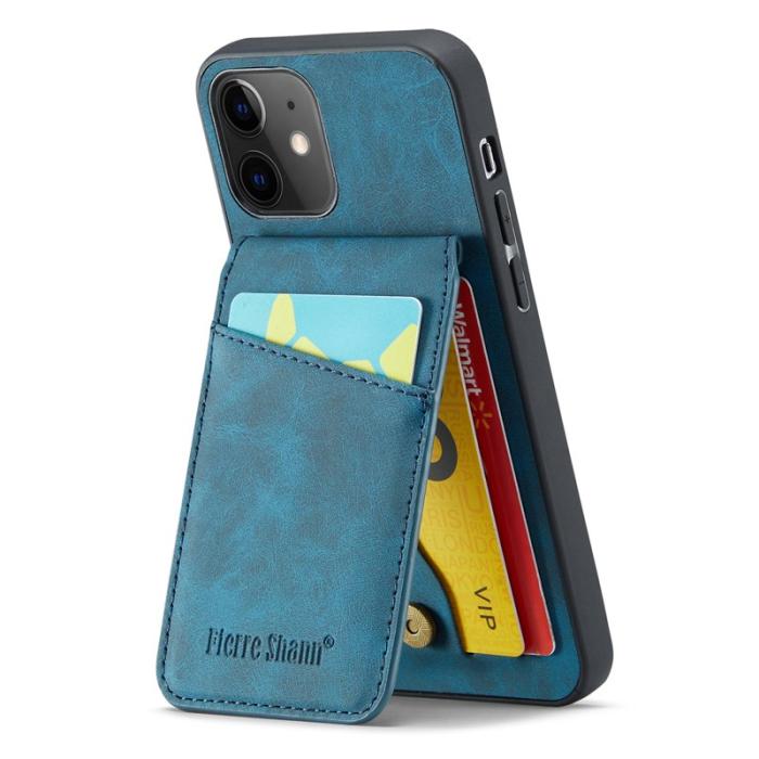 FIERRE SHANN - FIERRE SHANN iPhone 12 / 12 Pro Fodral PU Läder - Blå