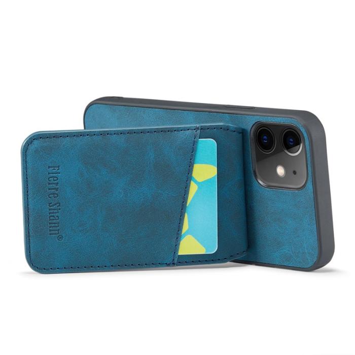 FIERRE SHANN - FIERRE SHANN iPhone 12 / 12 Pro Fodral PU Läder - Blå