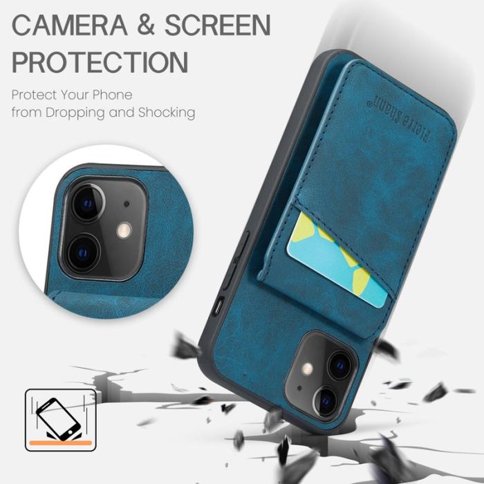 FIERRE SHANN - FIERRE SHANN iPhone 12 / 12 Pro Fodral PU Läder - Blå