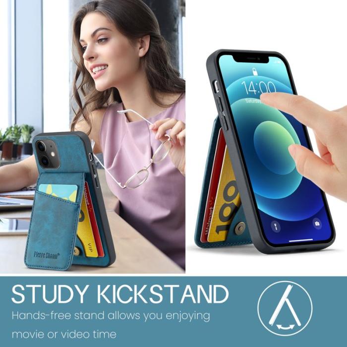 FIERRE SHANN - FIERRE SHANN iPhone 12 / 12 Pro Fodral PU Läder - Blå