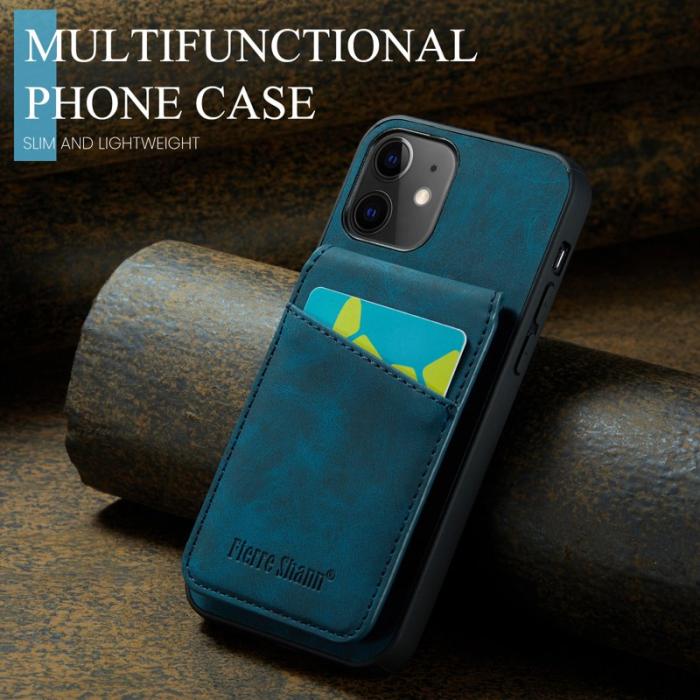 FIERRE SHANN - FIERRE SHANN iPhone 12 / 12 Pro Fodral PU Läder - Blå