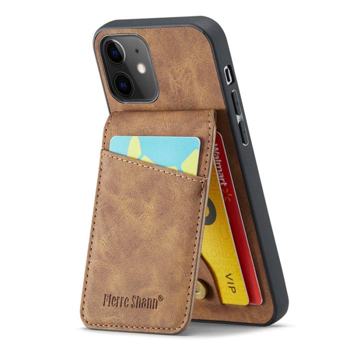 FIERRE SHANN - FIERRE SHANN iPhone 12 / 12 Pro Fodral PU Läder - Brun