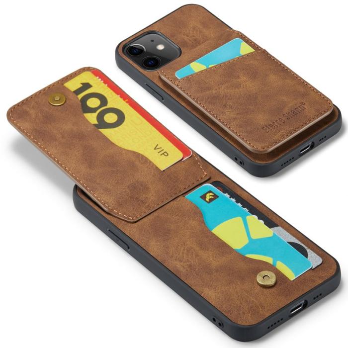 FIERRE SHANN - FIERRE SHANN iPhone 12 / 12 Pro Fodral PU Läder - Brun