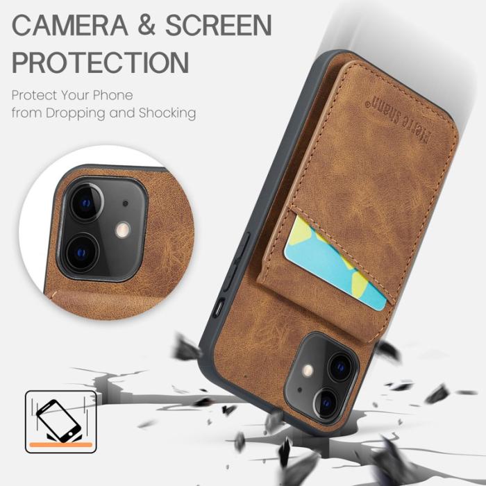 FIERRE SHANN - FIERRE SHANN iPhone 12 / 12 Pro Fodral PU Läder - Brun