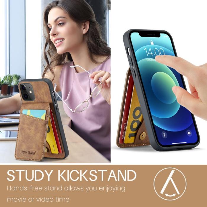 FIERRE SHANN - FIERRE SHANN iPhone 12 / 12 Pro Fodral PU Läder - Brun