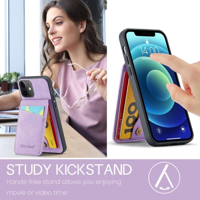 FIERRE SHANN - FIERRE SHANN iPhone 12 / 12 Pro Fodral PU Läder - Lila