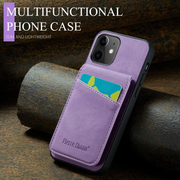 FIERRE SHANN - FIERRE SHANN iPhone 12 / 12 Pro Fodral PU Läder - Lila