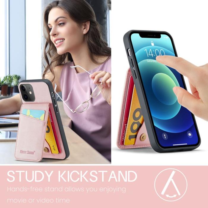 FIERRE SHANN - FIERRE SHANN iPhone 12 / 12 Pro Fodral PU Läder - Pink