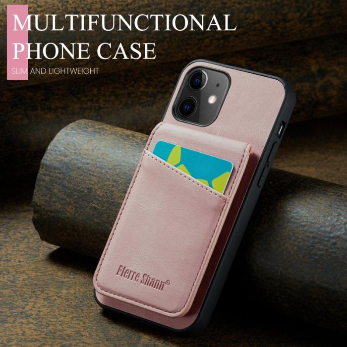 FIERRE SHANN - FIERRE SHANN iPhone 12 / 12 Pro Fodral PU Läder - Pink