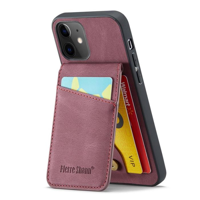 FIERRE SHANN - FIERRE SHANN iPhone 12 / 12 Pro Fodral PU Läder - Röd