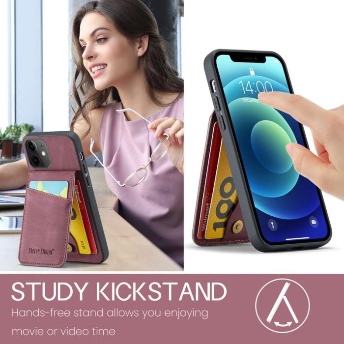 FIERRE SHANN - FIERRE SHANN iPhone 12 / 12 Pro Fodral PU Läder - Röd