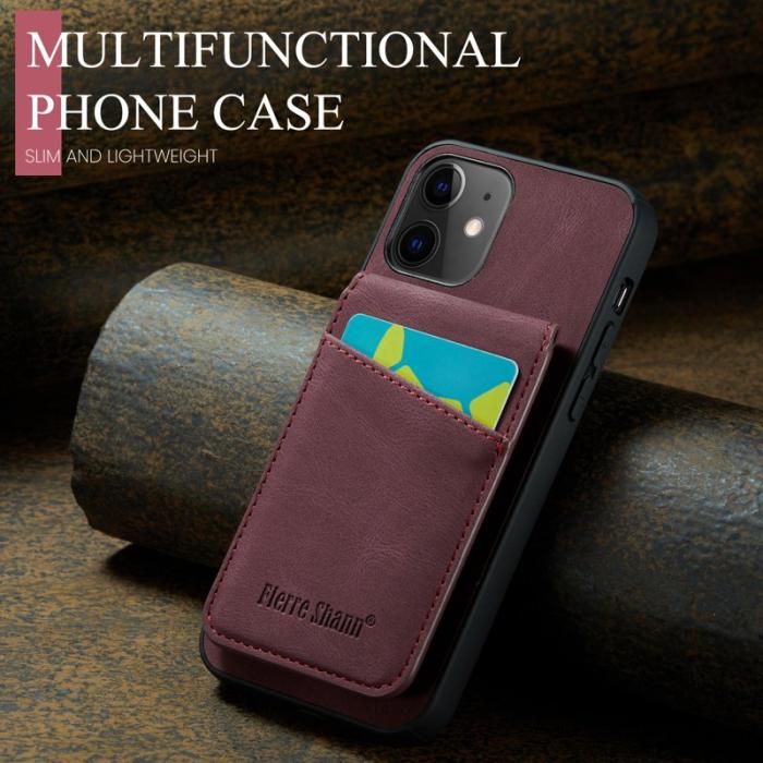 FIERRE SHANN - FIERRE SHANN iPhone 12 / 12 Pro Fodral PU Läder - Röd