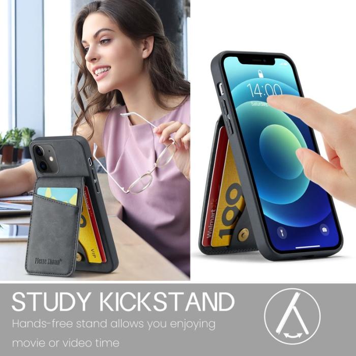 FIERRE SHANN - FIERRE SHANN iPhone 12 / 12 Pro Fodral PU Läder - Svart