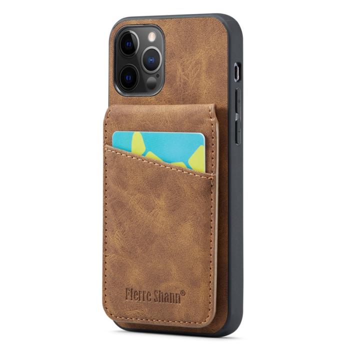 FIERRE SHANN - FIERRE SHANN iPhone 12 Pro Max Fodral - Äkta läder - Brun