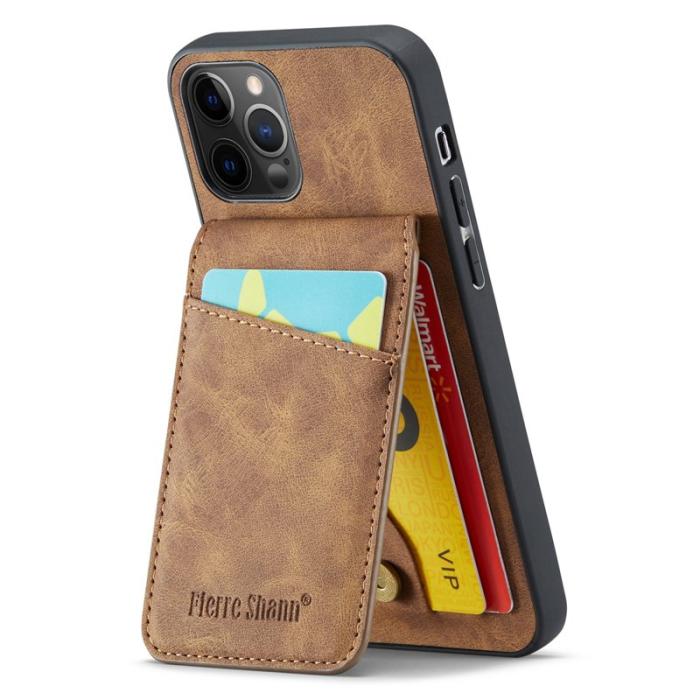 FIERRE SHANN - FIERRE SHANN iPhone 12 Pro Max Fodral - Äkta läder - Brun