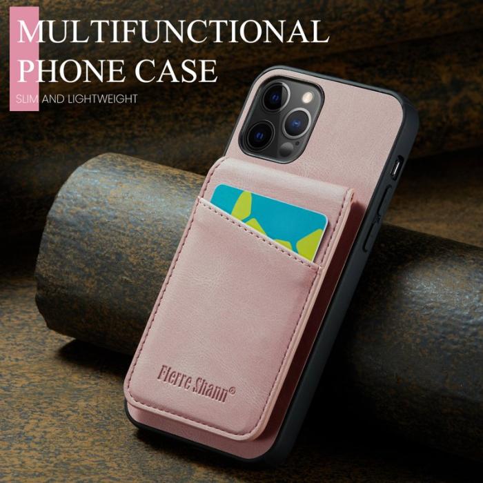 FIERRE SHANN - FIERRE SHANN iPhone 12 Pro Max Fodral Äkta läder - Pink