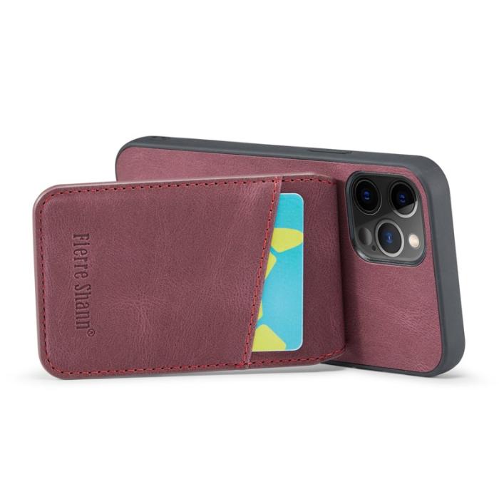 FIERRE SHANN - FIERRE SHANN iPhone 12 Pro Max Fodral Äkta läder - Röd