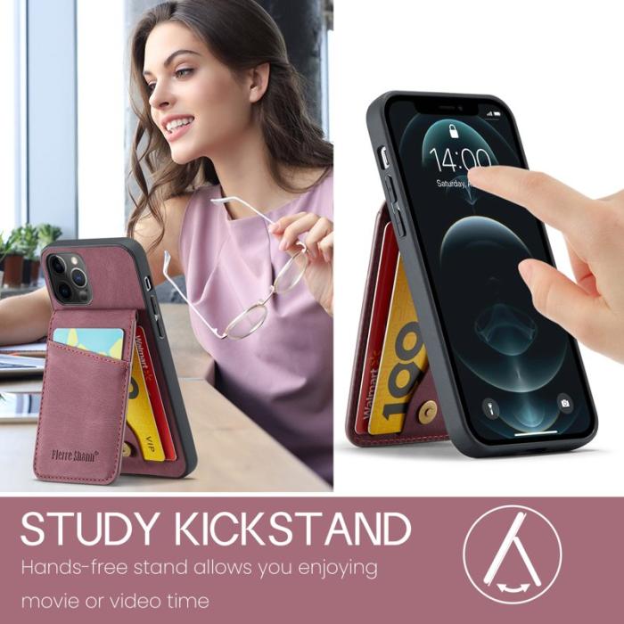 FIERRE SHANN - FIERRE SHANN iPhone 12 Pro Max Fodral Äkta läder - Röd