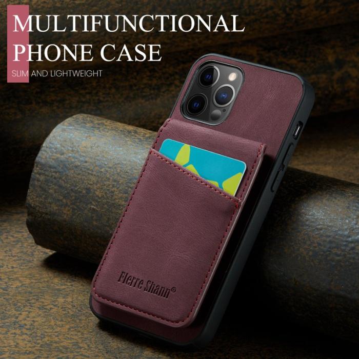 FIERRE SHANN - FIERRE SHANN iPhone 12 Pro Max Fodral Äkta läder - Röd