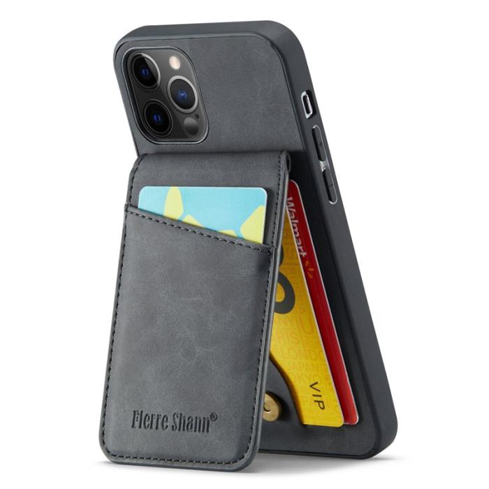 FIERRE SHANN - FIERRE SHANN iPhone 12 Pro Max Fodral Äkta läder - Svart