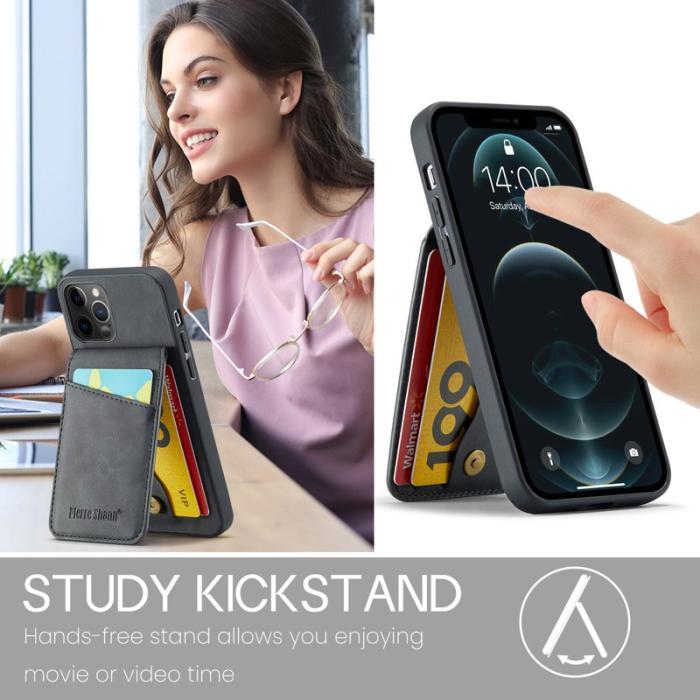 FIERRE SHANN - FIERRE SHANN iPhone 12 Pro Max Fodral Äkta läder - Svart