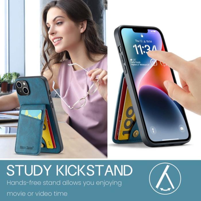 FIERRE SHANN - FIERRE SHANN iPhone 13 Fodral RFID Blocking Konstläder - Blå