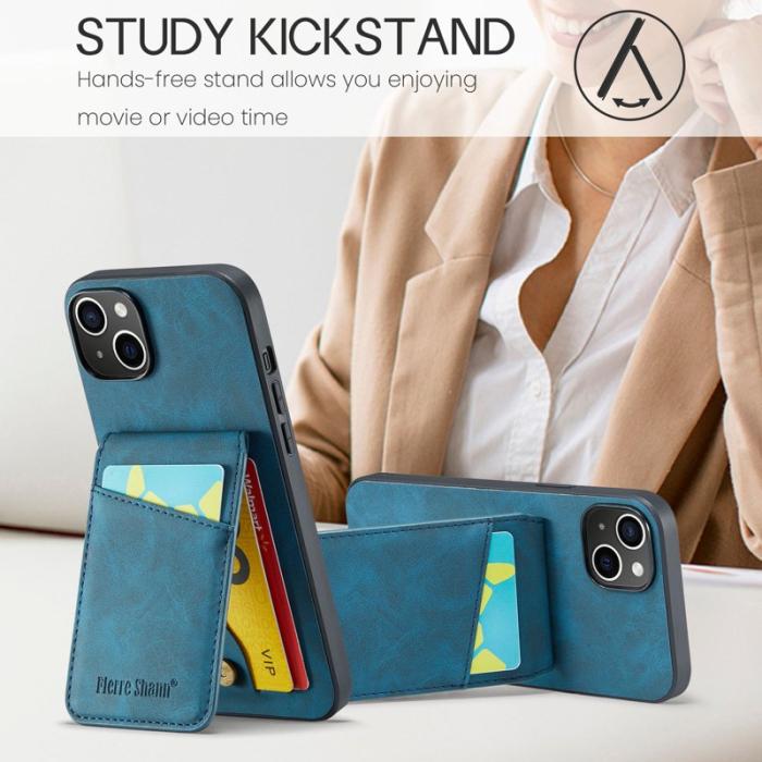 FIERRE SHANN - FIERRE SHANN iPhone 13 Fodral RFID Blocking Konstläder - Blå