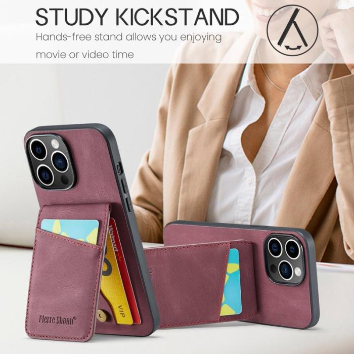 FIERRE SHANN - FIERRE SHANN iPhone 13 Pro Max Fodral Äkta läder - Röd