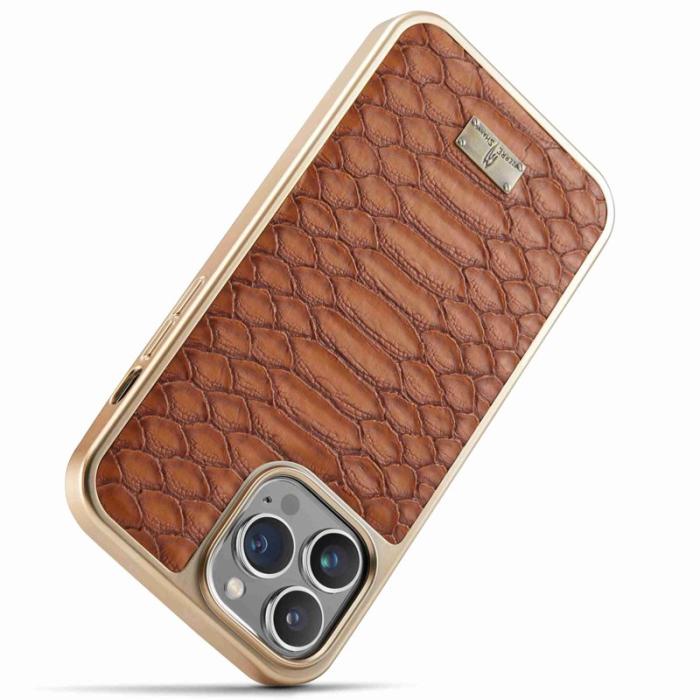 FIERRE SHANN - FIERRE SHANN iPhone 13 Pro Max Skal Äkta läder - Brun