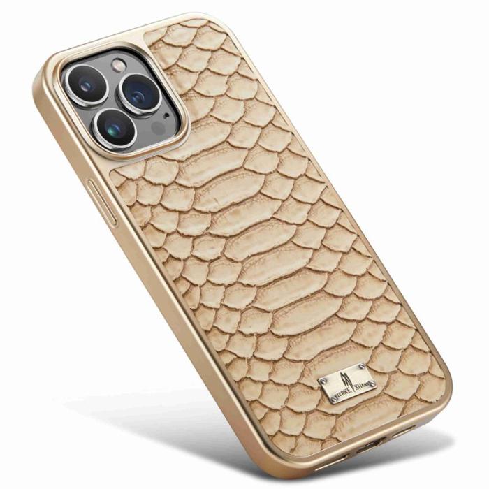 FIERRE SHANN - FIERRE SHANN iPhone 13 Pro Max Skal Äkta läder - Gul