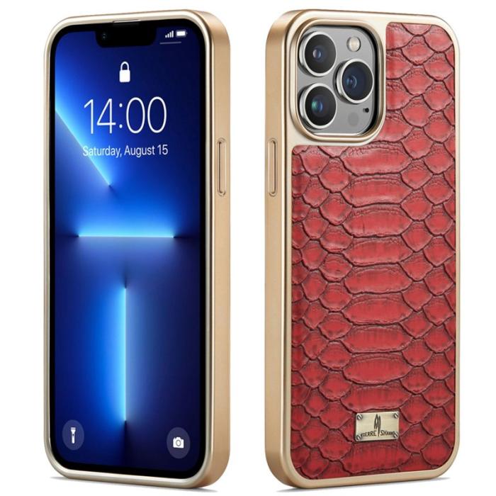 FIERRE SHANN - FIERRE SHANN iPhone 13 Pro Max Skal Äkta läder - Röd