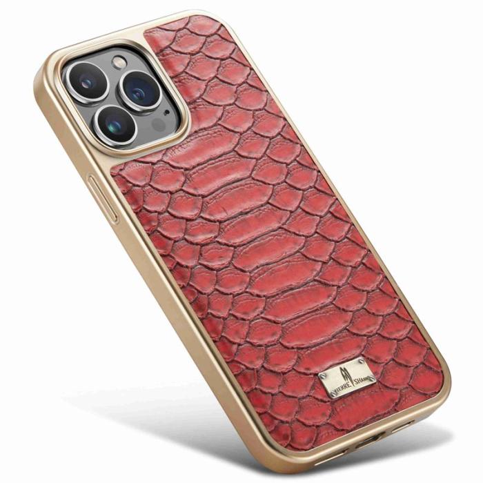 FIERRE SHANN - FIERRE SHANN iPhone 13 Pro Max Skal Äkta läder - Röd