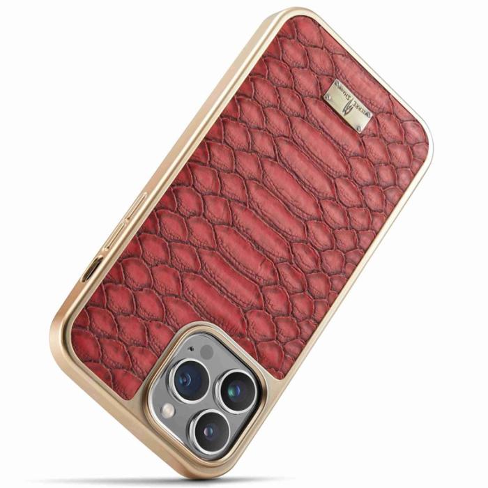 FIERRE SHANN - FIERRE SHANN iPhone 13 Pro Max Skal Äkta läder - Röd