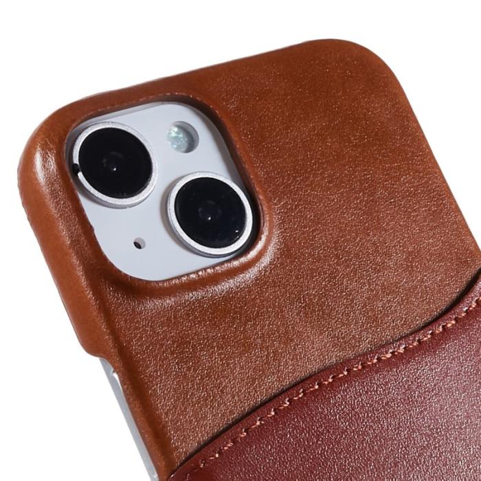 FIERRE SHANN - FIERRE SHANN iPhone 14 Fodral Äkta läder - Brun