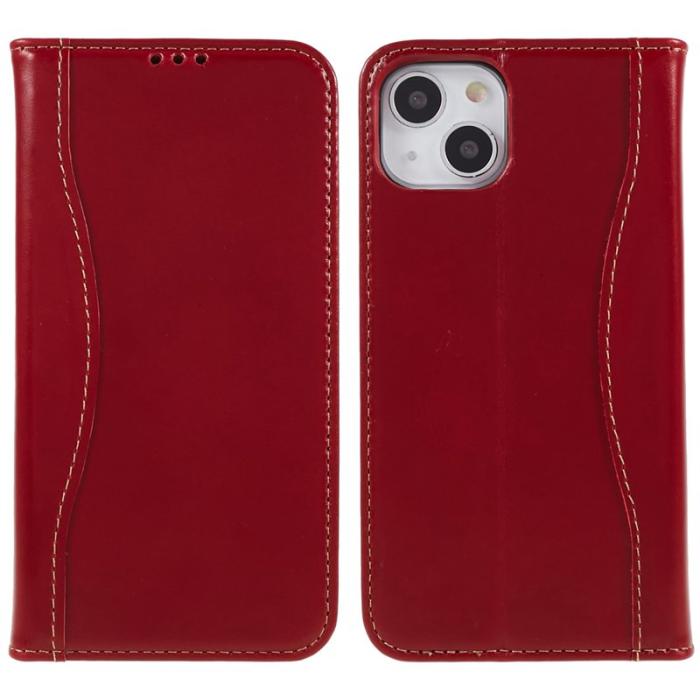 FIERRE SHANN - FIERRE SHANN iPhone 14 Fodral Äkta läder - Röd