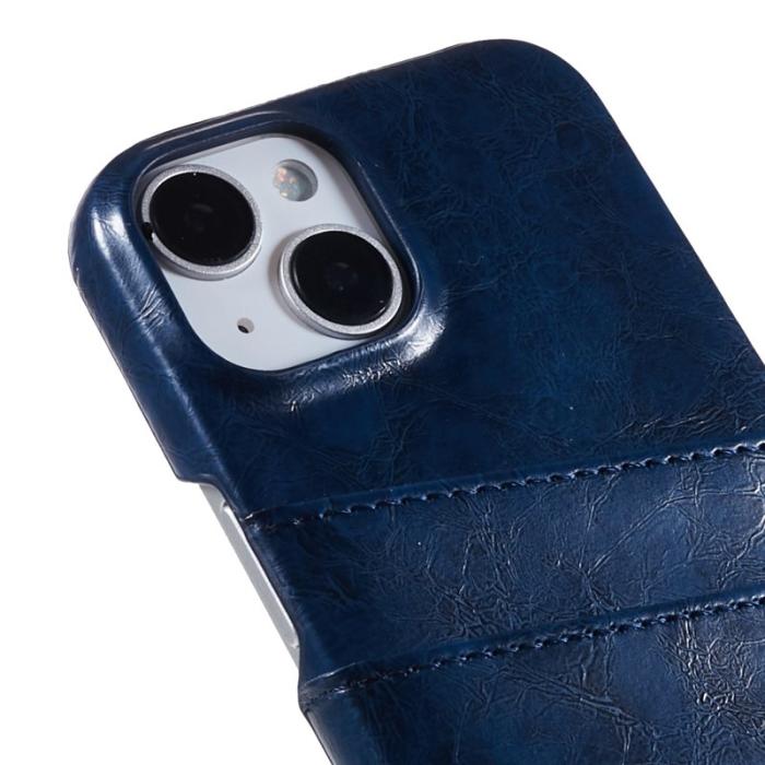 FIERRE SHANN - FIERRE SHANN iPhone 14 Fodral i Olja Vaxad PU Läder - Blå