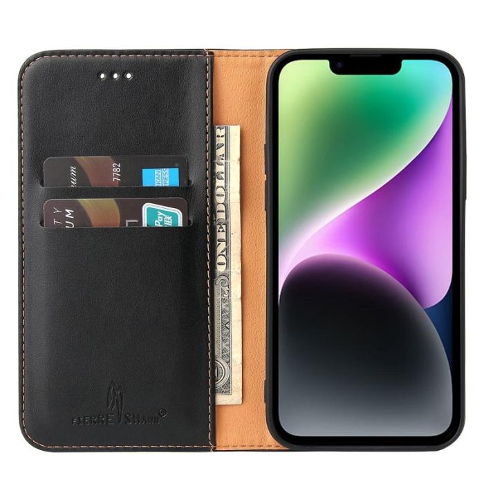 FIERRE SHANN - FIERRE SHANN iPhone 14 Fodral i PU-läder - Svart