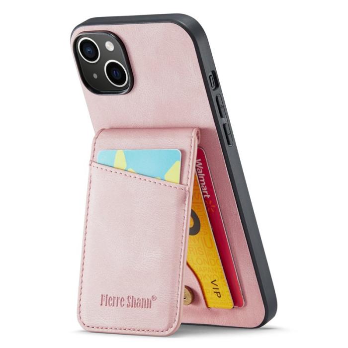 FIERRE SHANN - FIERRE SHANN iPhone 14 Fodral Kickstand RFID Blocking - Pink
