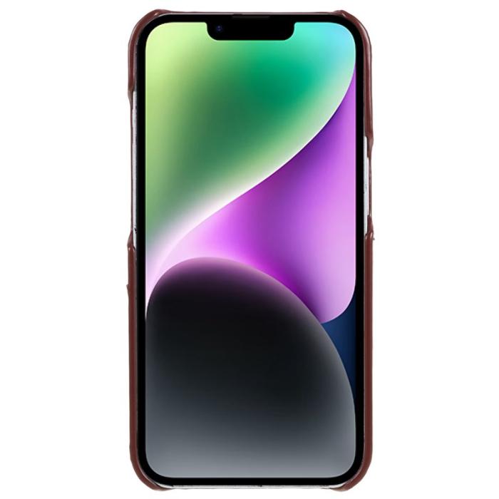 FIERRE SHANN - FIERRE SHANN iPhone 14 Plus Fodral i Olja Vaxad PU Läder - Brun