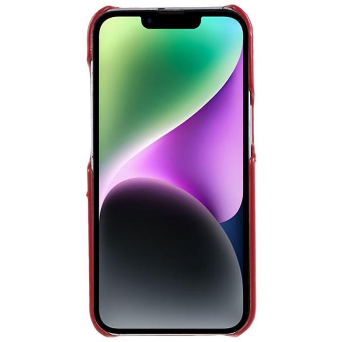 FIERRE SHANN - FIERRE SHANN iPhone 14 Plus Fodral i Olja Vaxad PU Läder - Röd