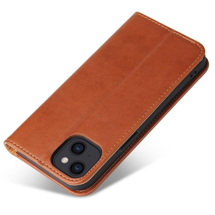 FIERRE SHANN - FIERRE SHANN iPhone 14 Plus Fodral PU Läder - Brun