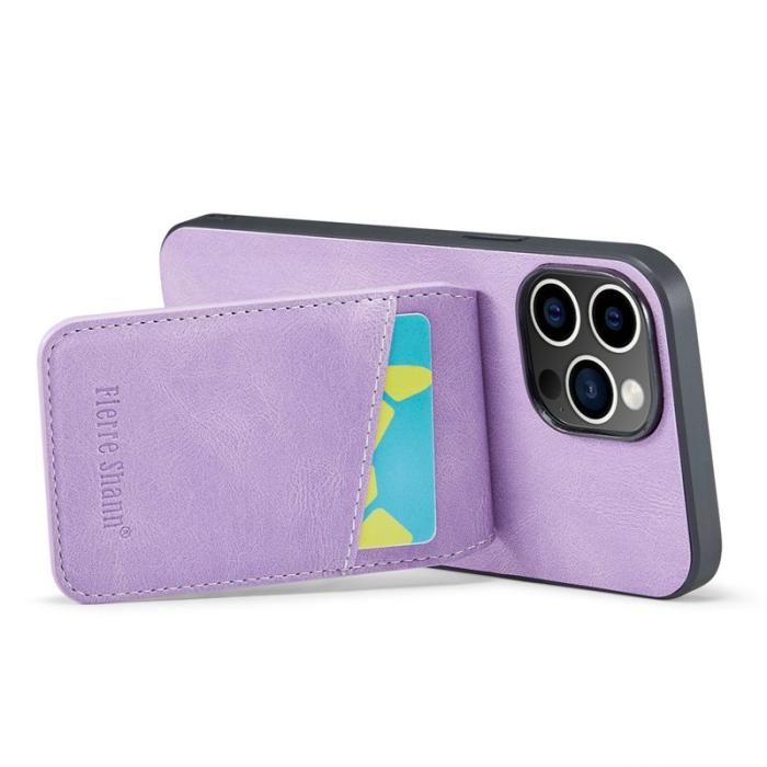 FIERRE SHANN - FIERRE SHANN iPhone 14 Pro Fodral Crazy Horse PU Läder - Lila